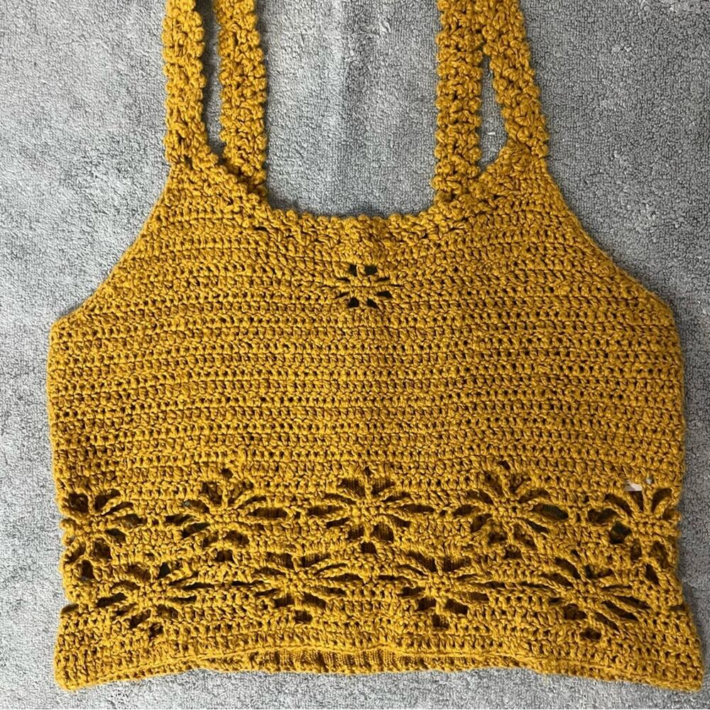American Eagle Outfitters Mustard Crochet Tank Top - Picture 5 of 9